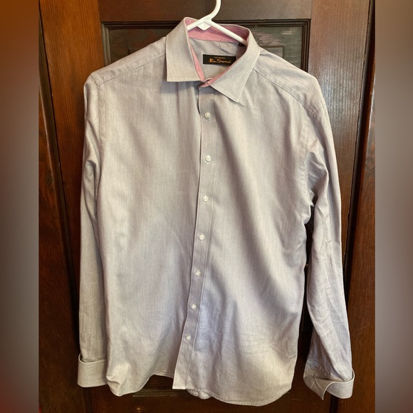 Ben Sherman Men’s Dress Shirt, French Cuffs, 15.5, thin blue/red stripes - Picture 2 of 6